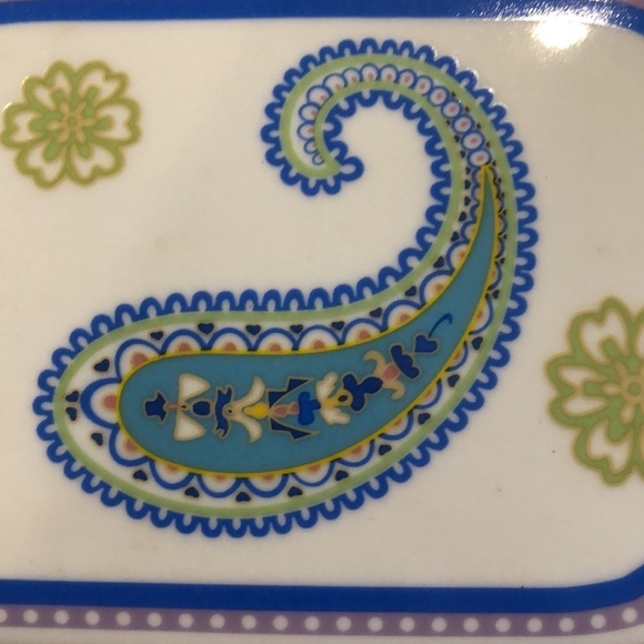 Vintage  Vera Bradley ceramic dish Capri blue paisley Andrea by Sadek - Picture 3 of 10